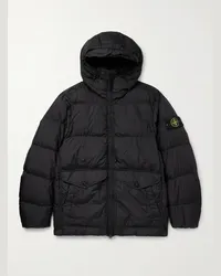 Stone Island Piumino trapuntato in shell con logo applicato Nero