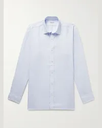 Charvet Camicia in lino a righe Blu