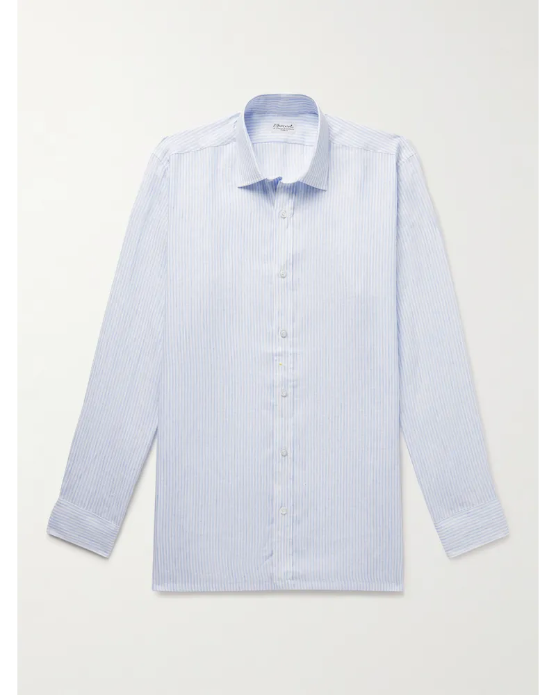 Charvet Camicia in lino a righe Blu