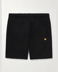 Carhartt WIP Shorts a gamba dritta in jersey di misto cotone con logo ricamato Chase Nero