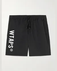 WTAPS Shorts a gamba dritta in nylon con logo e coulisse Nero