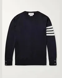 Thom Browne Pullover in lana merino a righe Blu