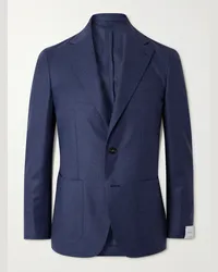 Caruso Giacca slim-fit in flanella di lana Blu