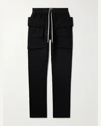 DRKSHDW by Rick Owens Pantaloni cargo a gamba affusolata in jersey di cotone con coulisse Creatch Nero