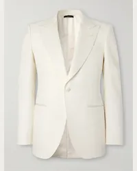 Tom Ford Giacca da smoking slim-fit in misto lana e gros-grain di seta Dyllan Bianco