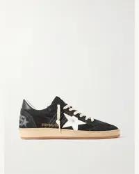 Golden Goose Sneakers in pelle e camoscio effetto invecchiato Ball Star Nero