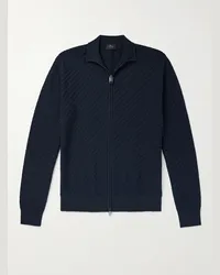 Brioni Pullover in misto cotone, seta e cashmere con zip Blu