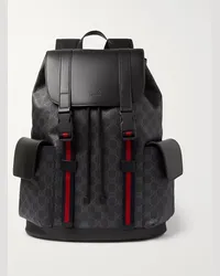 Gucci Monogrammed Coated-Canvas and Leather Backpack Nero