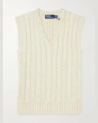 Ralph Lauren Gilet in misto cotone e cashmere a trecce Neutri