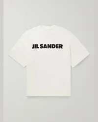 Jil Sander T-shirt in jersey di cotone con logo stampato Neutri