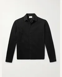 Saint Laurent Camicia in denim di misto cotone e lyocell Nero