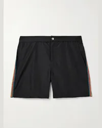 Paul Smith Shorts da mare medi slim-fit in tessuto riciclato con righe Nero