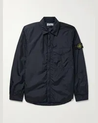 Stone Island Giacca in reps di nylon increspato tinta in capo con logo applicato Blu