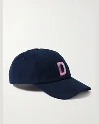 Drake's Berretto da baseball in tela di cotone con logo applicato Blu