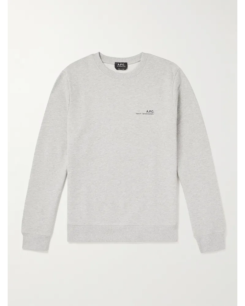 A.P.C. Felpa in jersey di cotone con logo Item Grigio