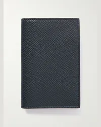 Smythson Portacarte in pelle a grana incrociata Panama Blu