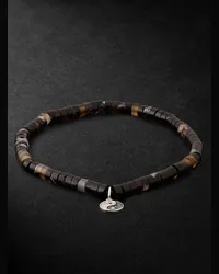 Sydney Evan Bracciale con perline in oro con diamanti Small Yin Yang Nero