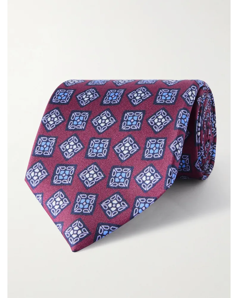 Charvet Cravatta in twill di seta stampata, 8,5 cm Blu