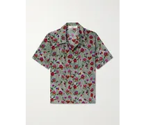 Camicia in raso floreale con colletto aperto Noam