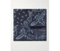 Brunello Cucinelli Fazzoletto da taschino in seta con stampa paisley Blu