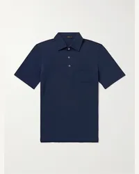 Rubinacci Polo slim-fit in cotone piqué Blu