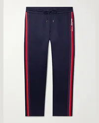 Moncler Straight-Leg Striped Tech-Jersey Sweatpants Blu