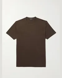 Tom Ford T-shirt in jersey di misto lyocell e cotone Marrone