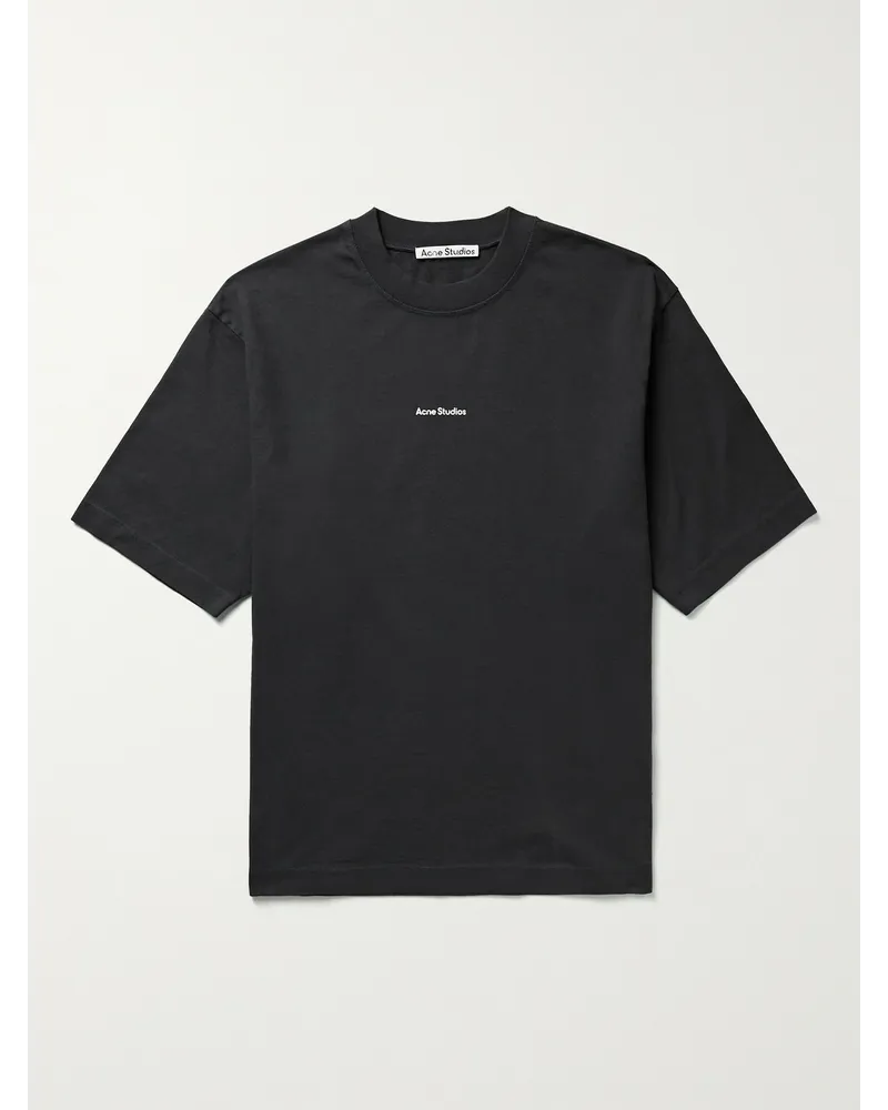 Acne Studios T-shirt in jersey di cotone con logo stampato Nero