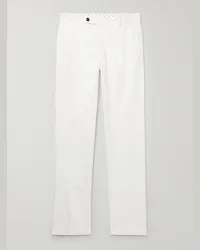 Massimo Alba Pantaloni slim-fit in misto cotone e lino Winch2 Bianco