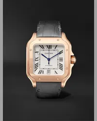 Cartier Orologio automatico 39,8 mm in oro rosa 18 carati con cinturino intercambiabile in alligatore e in pelle Santos, N. rif. WGSA0011 Bianco