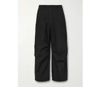 Pantaloni a gamba larga in micro-ripstop di misto nylon con pinces
