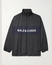 Balenciaga Giacca oversize in shell color-block con logo Nero