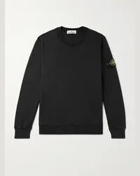 Stone Island Felpa in jersey di cotone tinta in capo con logo applicato Nero