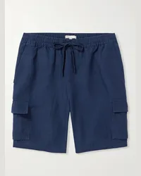 Onia Shorts cargo a gamba dritta in misto lino e lyocell con coulisse Air Blu