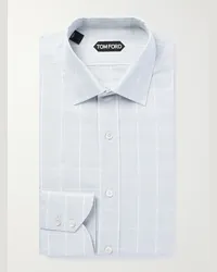 Tom Ford Camicia in popeline di cotone principe di Galles Blu