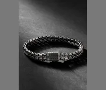 Industrial Double Row Silver and Rhodium Bracelet