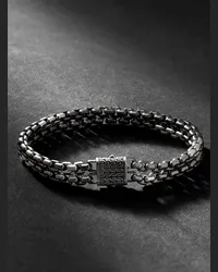 John Hardy Bracciale in argento e rodio Industrial Double Row Argento