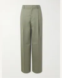 Jil Sander Pantaloni a gamba larga in misto mohair e lana con pinces Verde