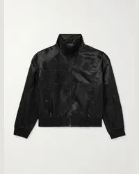 Saint Laurent Bomber in raso a pannelli con logo ricamato Teddy Nero