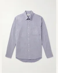 NN 07 Camicia in popeline di cotone con collo button-down Arne Blu