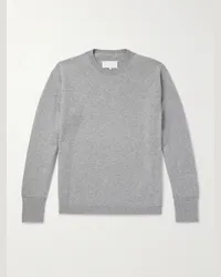 Maison Margiela Pullover in misto cashmere e cotone spazzolato Grigio