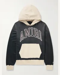 Amiri Felpa in jersey di cotone color-block con logo applicato e cappuccio Nero