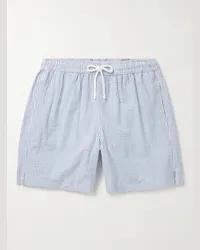 Anderson & Sheppard Shorts da mare a gamba dritta in seersucker a righe Blu