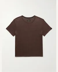 Rag & Bone T-shirt in lino mercerizzato Classic Marrone