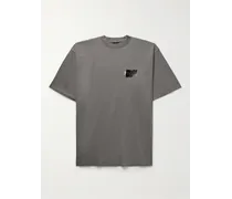 T-shirt oversize in jersey di cotone con logo ricamato e applicazione Gaffer