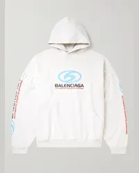 Balenciaga Felpa oversize in jersey di cotone effetto invecchiato con cappuccio e logo Neutri