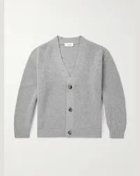 LARDINI Cardigan in misto lana e cashmere a coste Grigio