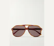 Aviator-Style Tortoiseshell Acetate Sunglasses