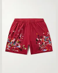 GALLERY DEPT. Shorts a gamba dritta in jersey di cotone con schizzi di vernice e logo Insomnia Rosso