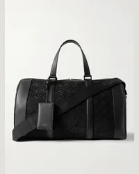 Ferragamo Borsa da viaggio in tela con logo jacquard e finiture in pelle Nero